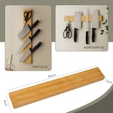 thumbnail of CHEFGASTRO Magnetleiste magnetische Messerleiste Messerhalter aus Bambus | HxBxT 6,2x40x2,1cm | Inkl. 3 silberne Haken | zum Kleben oder Schrauben