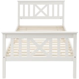 thumbnail of Merax Holzbett Einzelbett 90x200 aus Kiefernholz & MDF mit Lattenrost & Kopfteil für Schlafzimmer Weiß