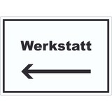 thumbnail of Werkstatt Aufkleber mit Text Richtungspfeil links Handwerk Reparatur waagerecht A0 (841x1189mm)