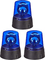 thumbnail of Relaxdays LED Blaulicht, 3er Set, Rundumleuchte mit drehendem Reflektor, Partylicht, Geburtstag, batteriebetrieben, blau