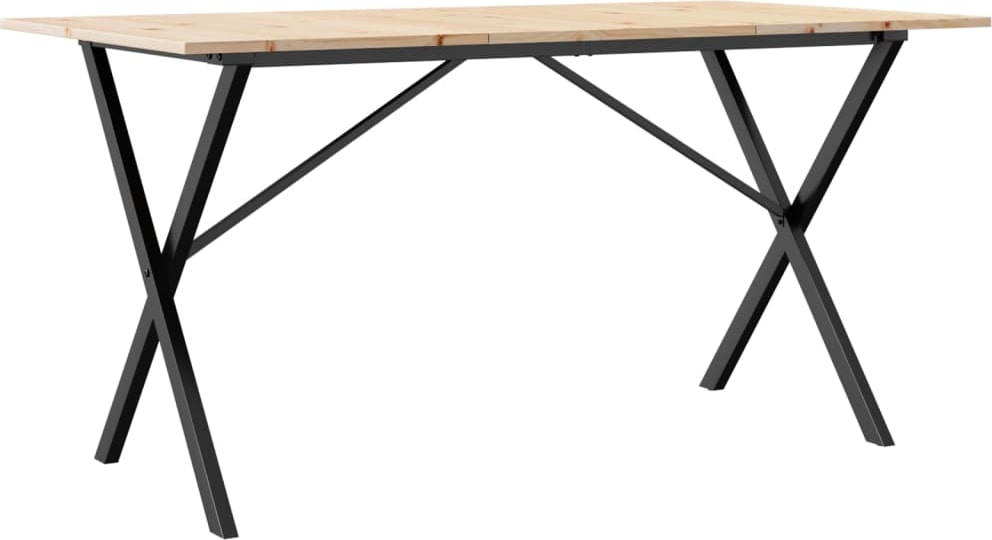 vidaXL Esstisch X-Gestell 160x80x75 cm Massivholz Kiefer und Stahl