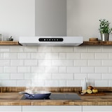 thumbnail of CIARRA Campana extractora Dynamic A+++ 650 m³/h 60 cm WIFI APP Funcionamiento SensorTouch Campana de pared acero inoxidable cristal blanco VM6102W