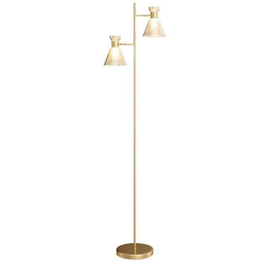 HOMCOM Lampada da Terra Moderna 2 Luci Oro