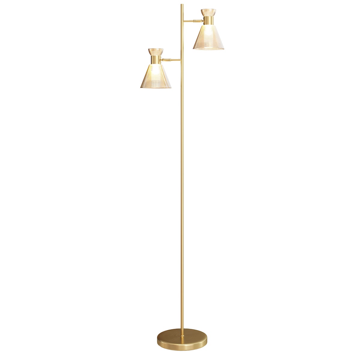 HOMCOM Lampada da Terra Moderna 2 Luci Oro