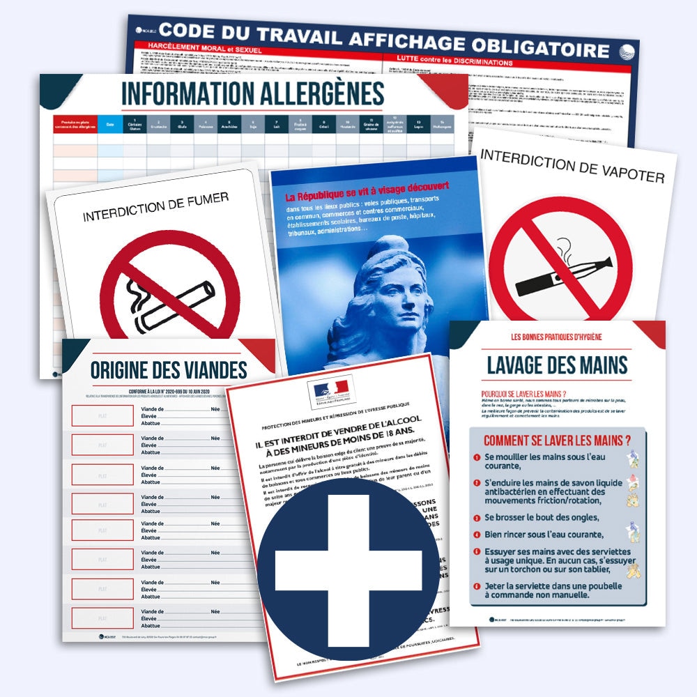 Affichages Obligatoires pour Restaurant (Pack de 8 affichages)