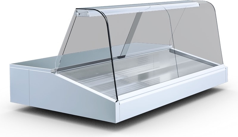 Kühlaufsatztheke mit schräger Auslage   140 Liter Volumen  990x945x710