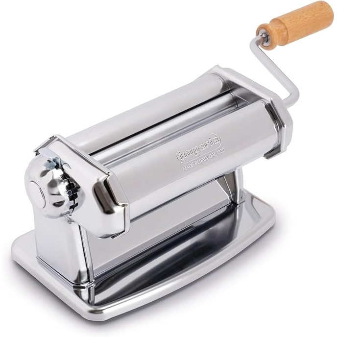 Imperia - Laminador de Massa Classic Line. Máquina de massas. Máquina de massa fresca em aço. Laminador de massa manual com manivela.