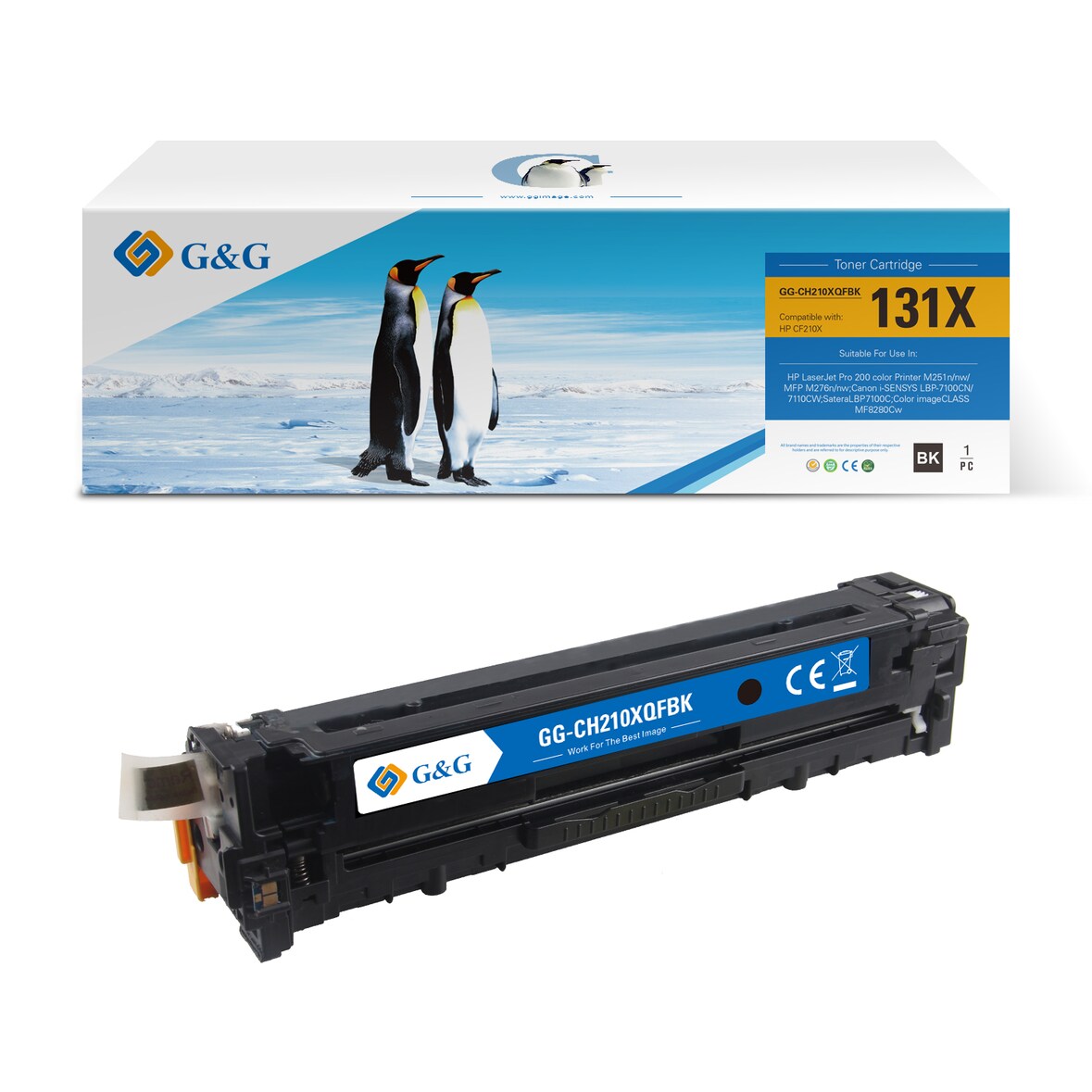 G&G CF210X toner Compatibel met HP 131X Tonercartridge Zwart - Hoge capaciteit Huismerk