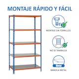 thumbnail of SimonRack Rayonnage métallique, 2000x1000x500 mm, 5 niveaux, tablette métallique, 180 kg au point de flexion, Bleu/Orange/Galvanisé - Simonclick