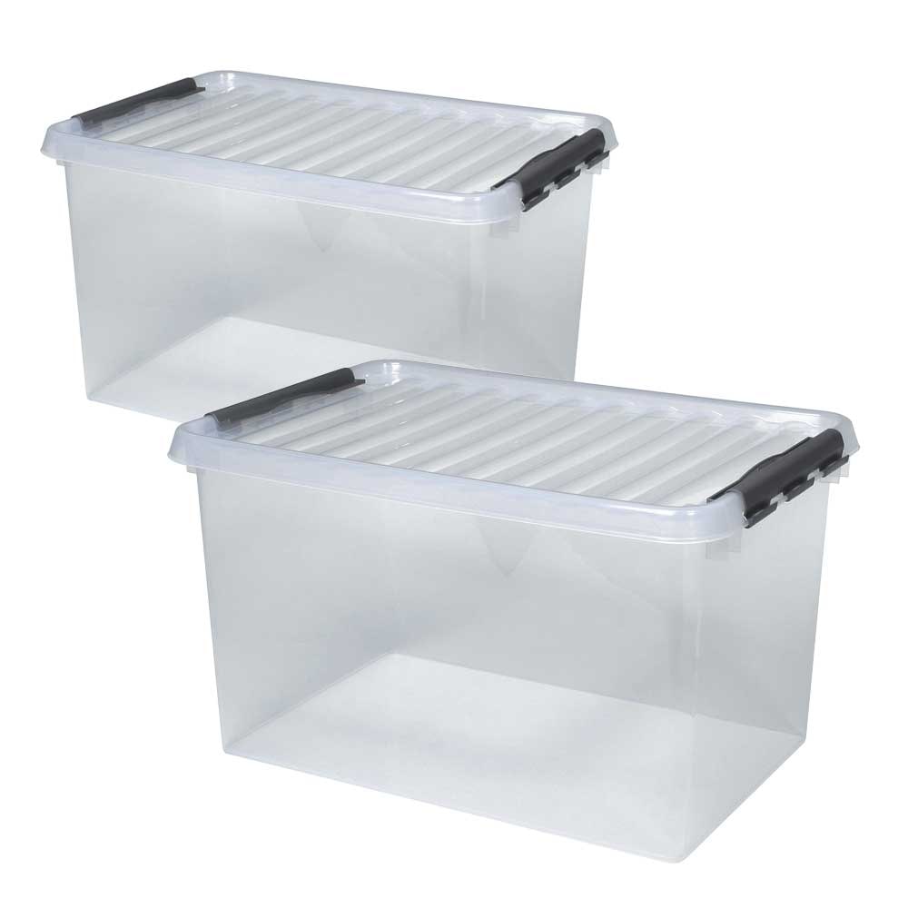 2 Klarsichtboxen mit Clipdeckel, transparent, LxBxH 600x400x340 mm, 62 Liter, PP