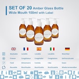 thumbnail of 20 flaconi con pompa in vetro ambrato da 100 ml + 20 etichette personalizzate – Per oli essenziali e cosmetici