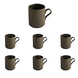 thumbnail of APS Koffiekopje THE GRID 6-delige set - porselein, Ø 7,5 cm, 240 ml, modderkleurig (bruin), stapelbaar