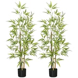 thumbnail of HOMCOM 2 piezas plantas artificiales con maceta plantas sintéticas de bambú con 498 hojas para decoración en salón oficina casa Ø15x120 cm verde