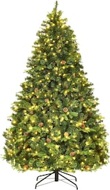 thumbnail of COSTWAY Árvore de Natal artificial 210cm com LED, sistema dobrável e base metálica, decorada, para Natal.