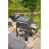 thumbnail of Tarrington House Barbacoa de carbón Memphis, acero/hierro fundido, superficie de barbacoa 41.7 x 57 cm, estante plegable, tapa con termómetro, negro