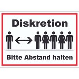 thumbnail of Diskretion Bitte Abstand halten Aufkleber Rücksichtnahme A4 (210x297mm)