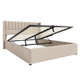 thumbnail of Merax Doppelbett 180x200 Polsterbett aus Leinen mit Lattenrost & Hydraulische Stauraum Beige