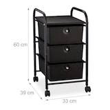 thumbnail of Relaxdays Badrollwagen, 3 Schubladen, Metall & Kunststoff, Rollcontainer Bad, Kosmetik, HxBxT: 60 x 33 x 39 cm, schwarz
