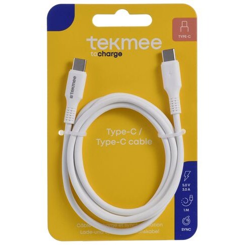 TEKMEE 40 43 01 71 Ladekabel USB-C Nylon weiß