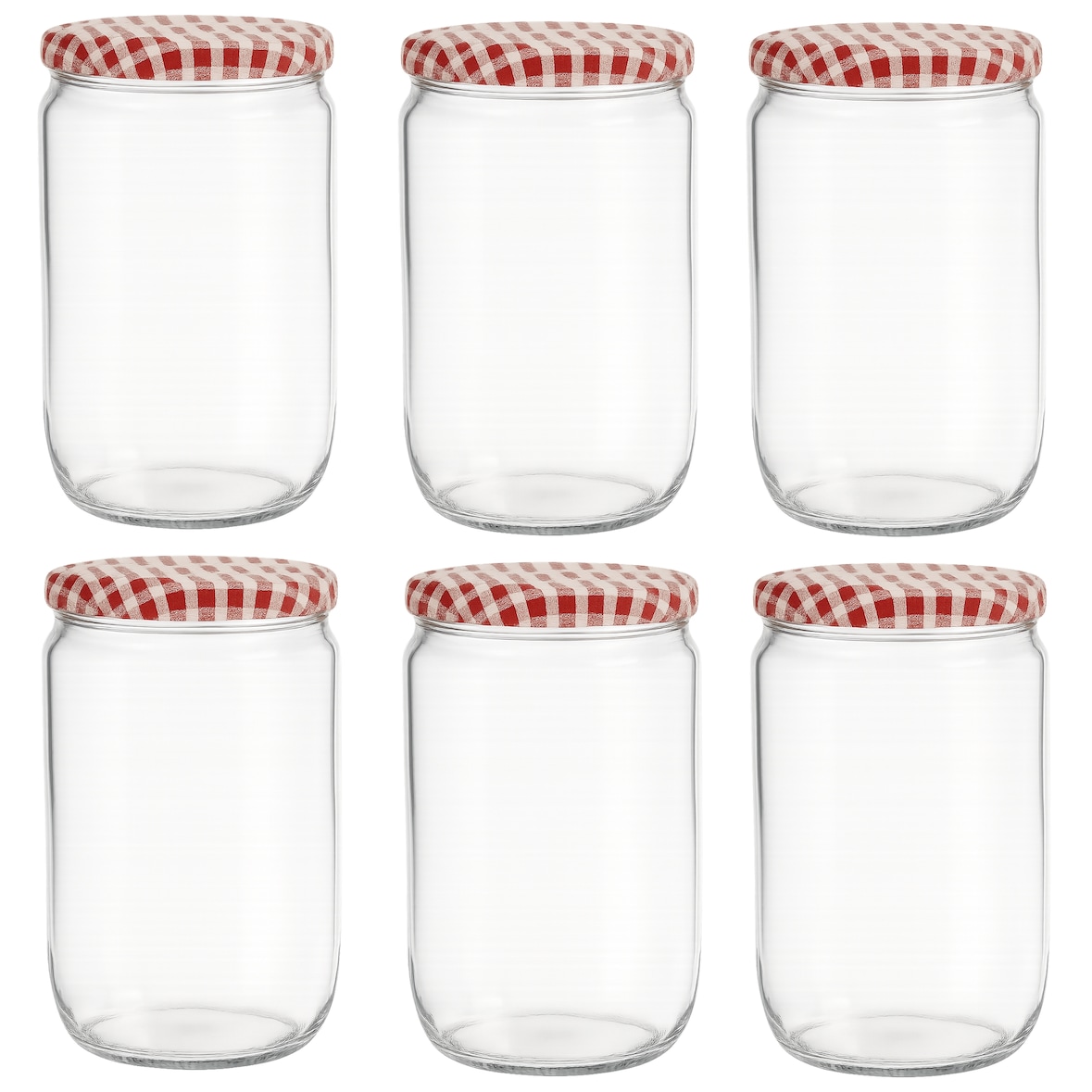 Confituurpot Jampot Inmaakpot met geruite schroefdeksel van 720 ml – 8.5 x 8.5 x 15 cm - 6 stuks