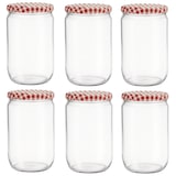 thumbnail of Confituurpot Jampot Inmaakpot met geruite schroefdeksel van 720 ml – 8.5 x 8.5 x 15 cm - 6 stuks