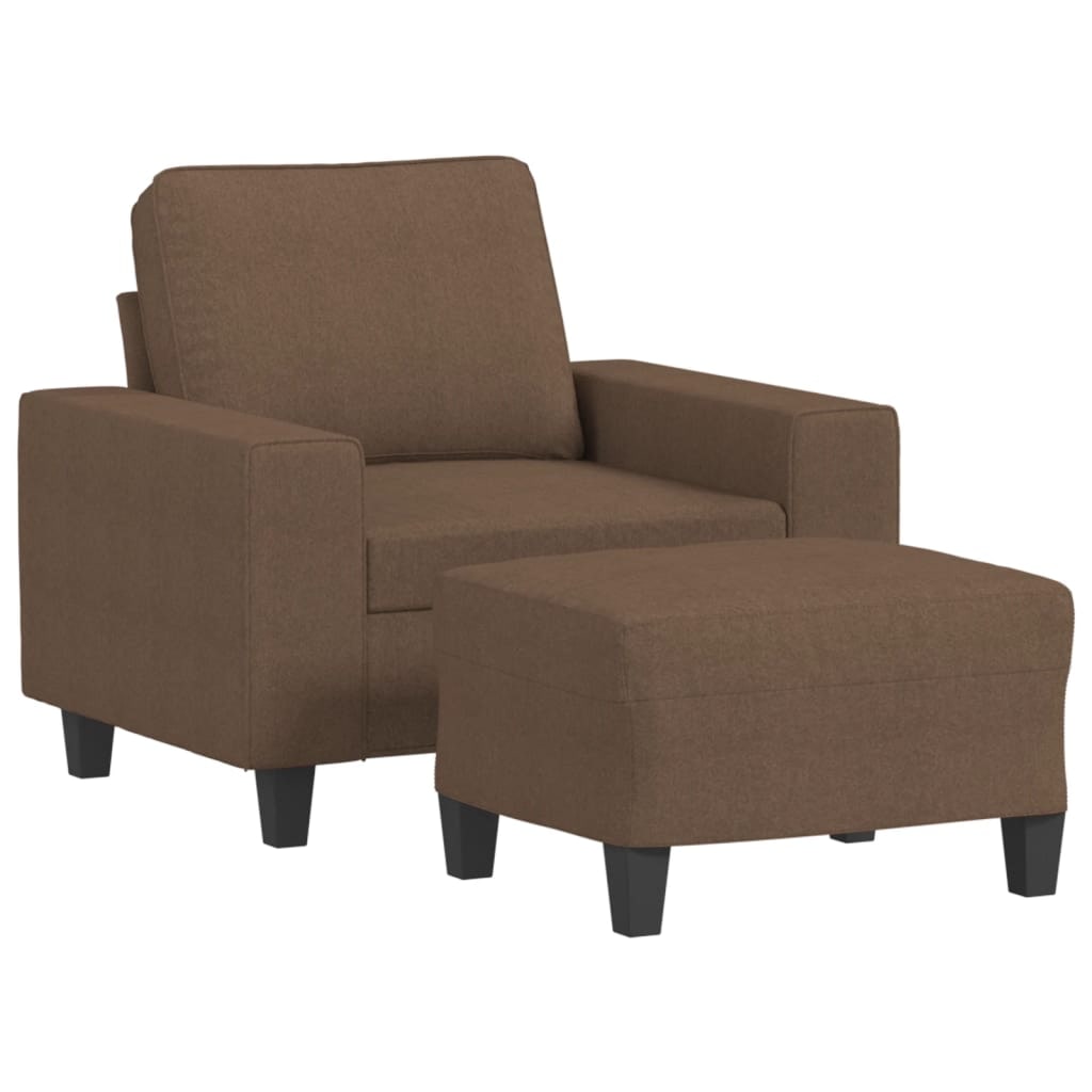 vidaXL Sessel mit Hocker Braun 60 cm Stoff