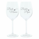 thumbnail of Leonardo Weinglas 400 ml, 2er Set, Beste Mama, Bester Papa, Stimmungsglas mit lustiger Gravur, Moodglas, 22 cm