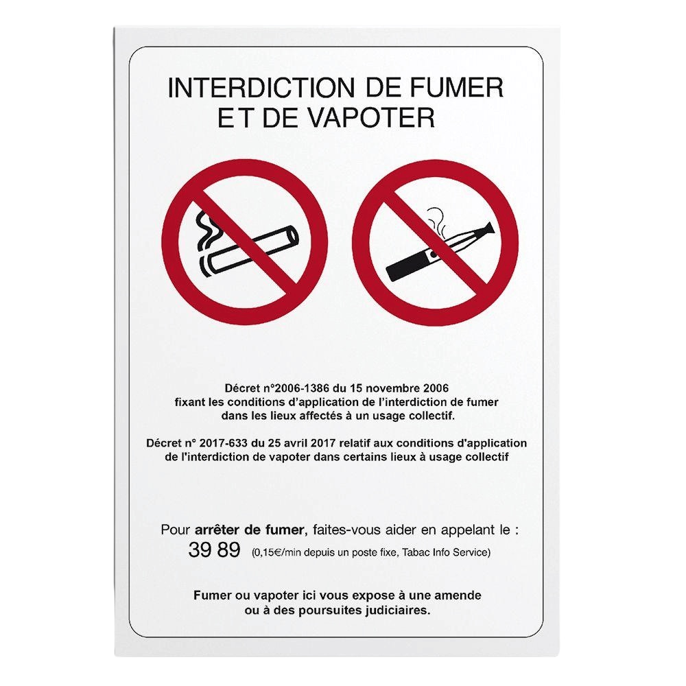 Affichage Interdiction de Fumer et Vapoter
