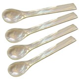 thumbnail of 4er-Set Eierlöffel Perlmutt (eckige Enden, Länge 11 cm), Handarbeit, Naturprodukt, Ei & Kaviarlöffel