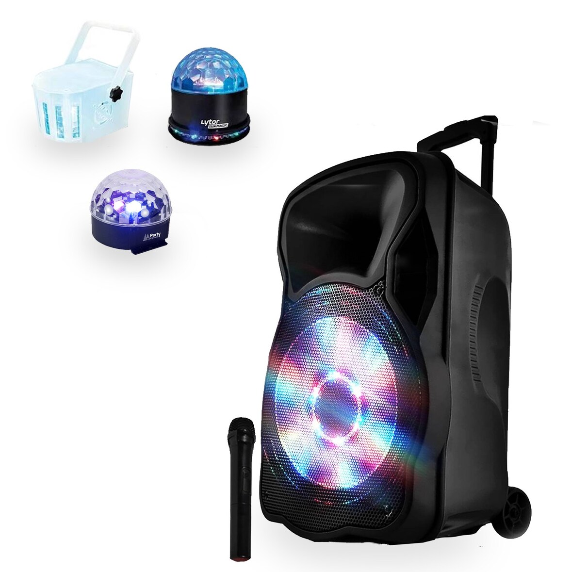Party Light Sound 12 enceinte sono amplifiée 700W 12" LED/USB/BT/SD/FM + Micro + 3 jeux de lumière LytOr