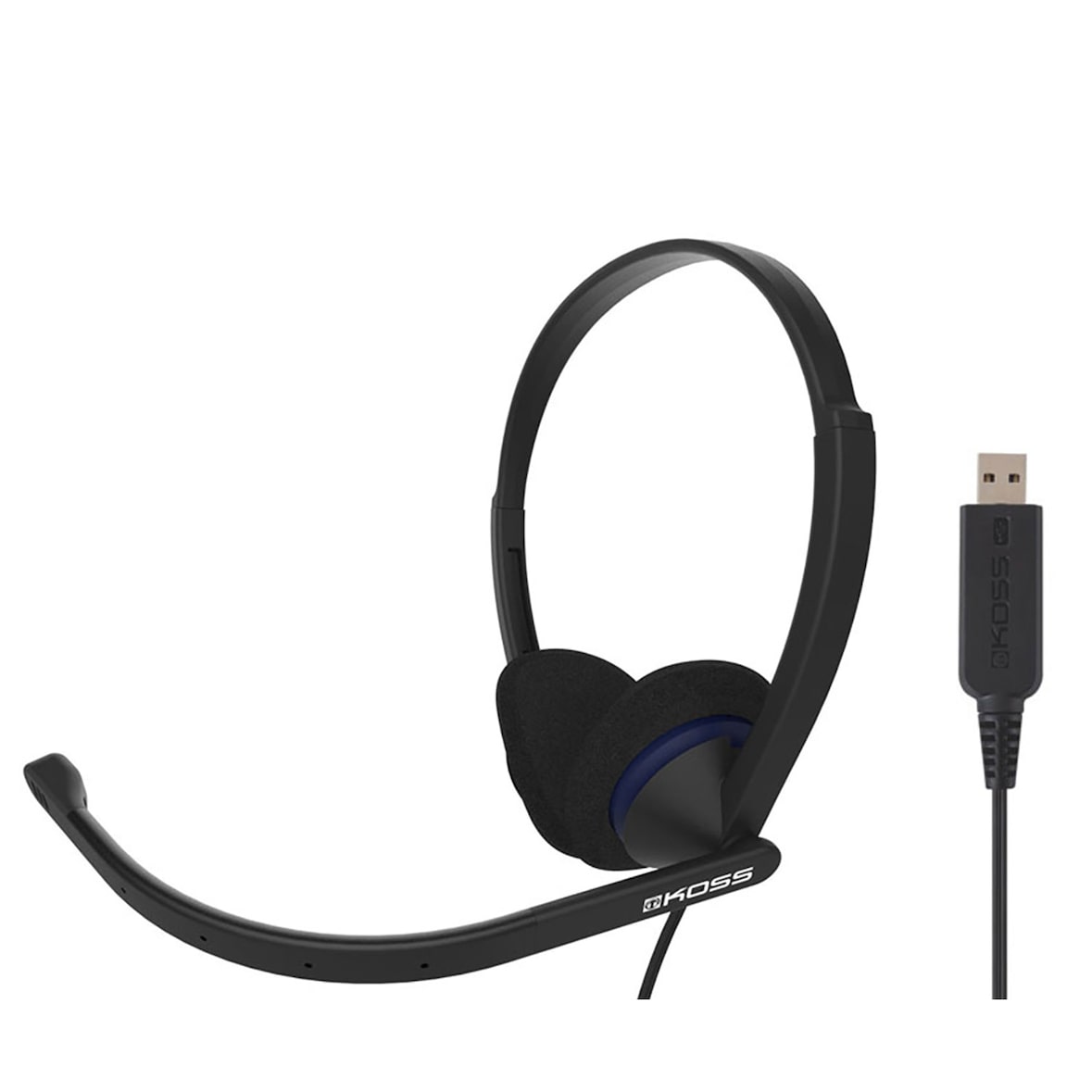 Auricular com Fio USB e Microfone com Cancelador de Ruído, Auscultadores para Videoconferência CS200 USB, Preto
