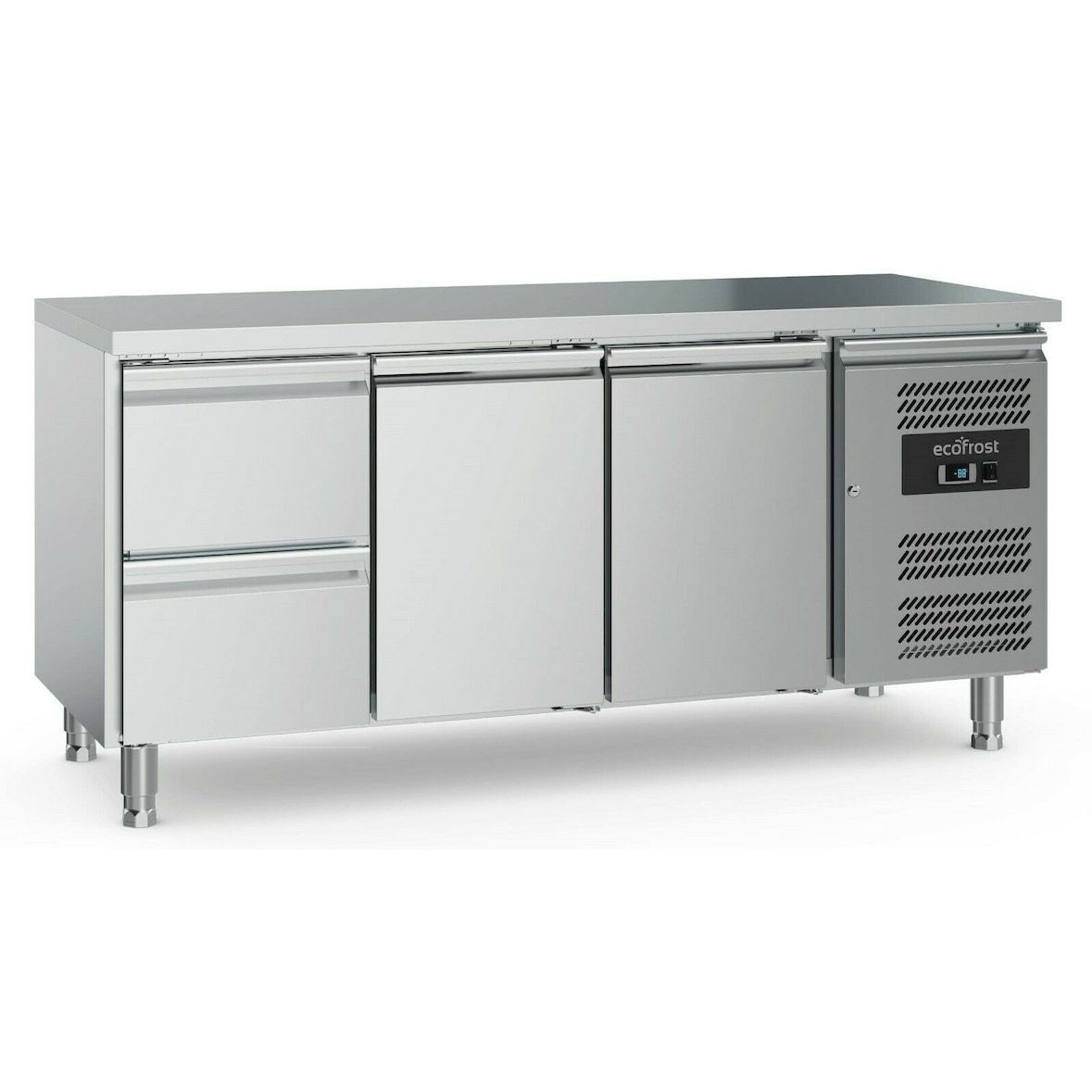 Ecofrost Koelwerkbank | 417L | 2 Deuren + 2 Laden (1/1 GN) | +2°C/+8°C | Geforceerd | 1795x700x850(h)mm