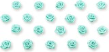 thumbnail of 20 Satinrosen 15mm kleine Rosenköpfe Stoffrosen mini Stoffblumen Satinröschen Streudeko Tischdeko Vasenfüllung Geschenkdeko Floristik Helltürkis
