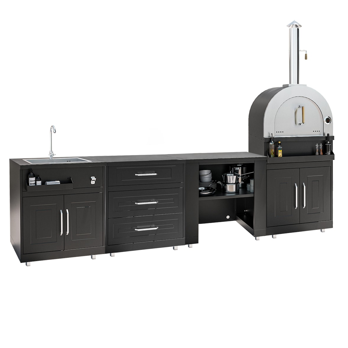 Cucina da esterno a 4 pezzi con forno per pizza Oviala