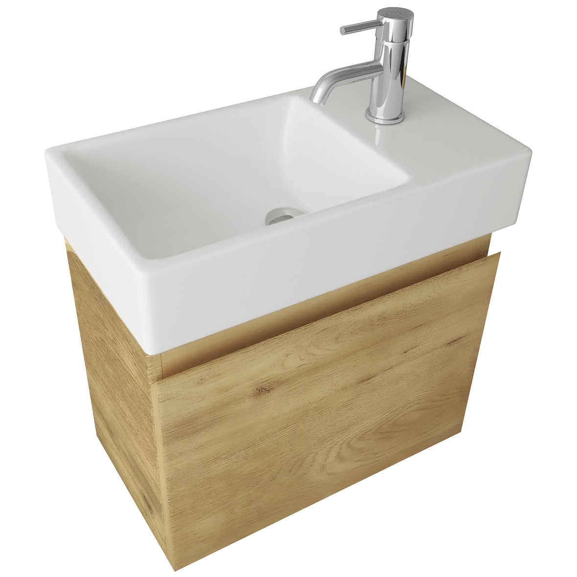 Alpenberger Badmöbel Waschtisch Set | Waschbeckenunterschrank mit Keramikbecken Waschplatz Gäste-WC | Vormontiert Unterschrank mit SoftClose Klapptür