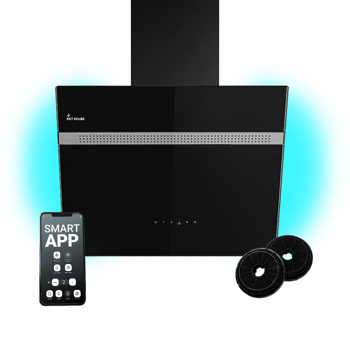 KKT KOLBE Dunstabzugshaube Wandhaube Schräghaube kopffrei 60cm schwarz