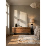 thumbnail of Sideboard Akazie Massivholz 180x75x45 cm Anrichte Schwarz mit Baumkante, Kommode mit Türen, Kommodenschrank Flurschrank Modern, Standschrank
