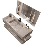 thumbnail of Badezimmer Waschbecken Set LED-Spiegel, Ablageplatte BG120 Grau 120x55cm