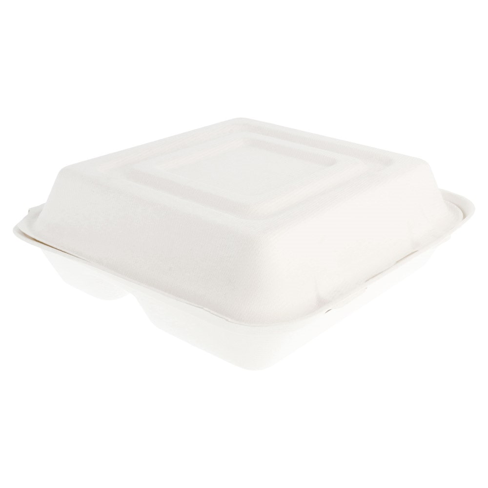 Bakjes "L" 3 Compart. Bionic' 25X25X7,5 Cm Wit bagasse (250 stuks)