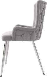thumbnail of Esszimmerstuhl 6er Set Samt Grau+Silber 85x47x49 cm mit Metallbeinen modern komfortabel für Esszimmer Wohnzimmer Lounge, belastbar bis 150 kg