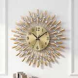 thumbnail of Home Nature Wohnkonzept Hotel Wanduhr Gold Vintage Strass Metall Design leise Uhr 37,5 cm Wohnzimmer Schlafzimmer