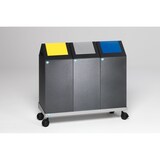 thumbnail of PROREGAL Selbstlöschender Wertstoffsammler spitz | 60 Liter, HxBxT 80x32x32cm | Verzinkter Stahl | Grau-Blau | Mülleimer Abfalleimer Müllkorb