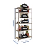 thumbnail of SimonRack Schwerlastregal 2500x1100x500 mm, 6 Ebenen, Holzböden, 200 kg Tragkraft pro Ebene, Verzinkt - Maderclick