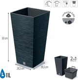thumbnail of Prosperplast - Anthrazitfarbener Blumentopf mit Reservoir, FURU-Kollektion - 26,5 x 26,5 x 50 cm, 11 L Fassungsvermögen