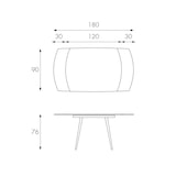 thumbnail of Kyoto Four ausziehbarer Tisch aus taubengrauem gehärtetem Glas bis zu 180 cm