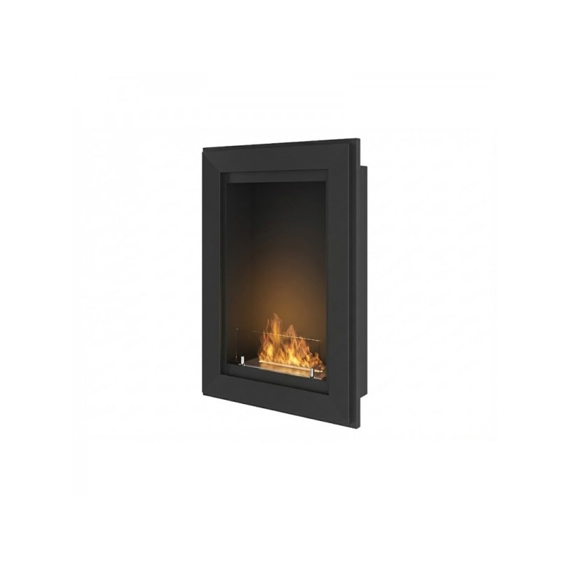 RAME 550 - Chimenea de bioetanol empotrada, de pared - Negro mate - con cristal