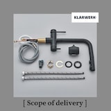 thumbnail of KLARWERK® Felix | Grifo extensible de 3 vías en acero inoxidable negro | Grifo de cocina filtro de agua potable | Caño en L, 3 conexiones para ósmosis