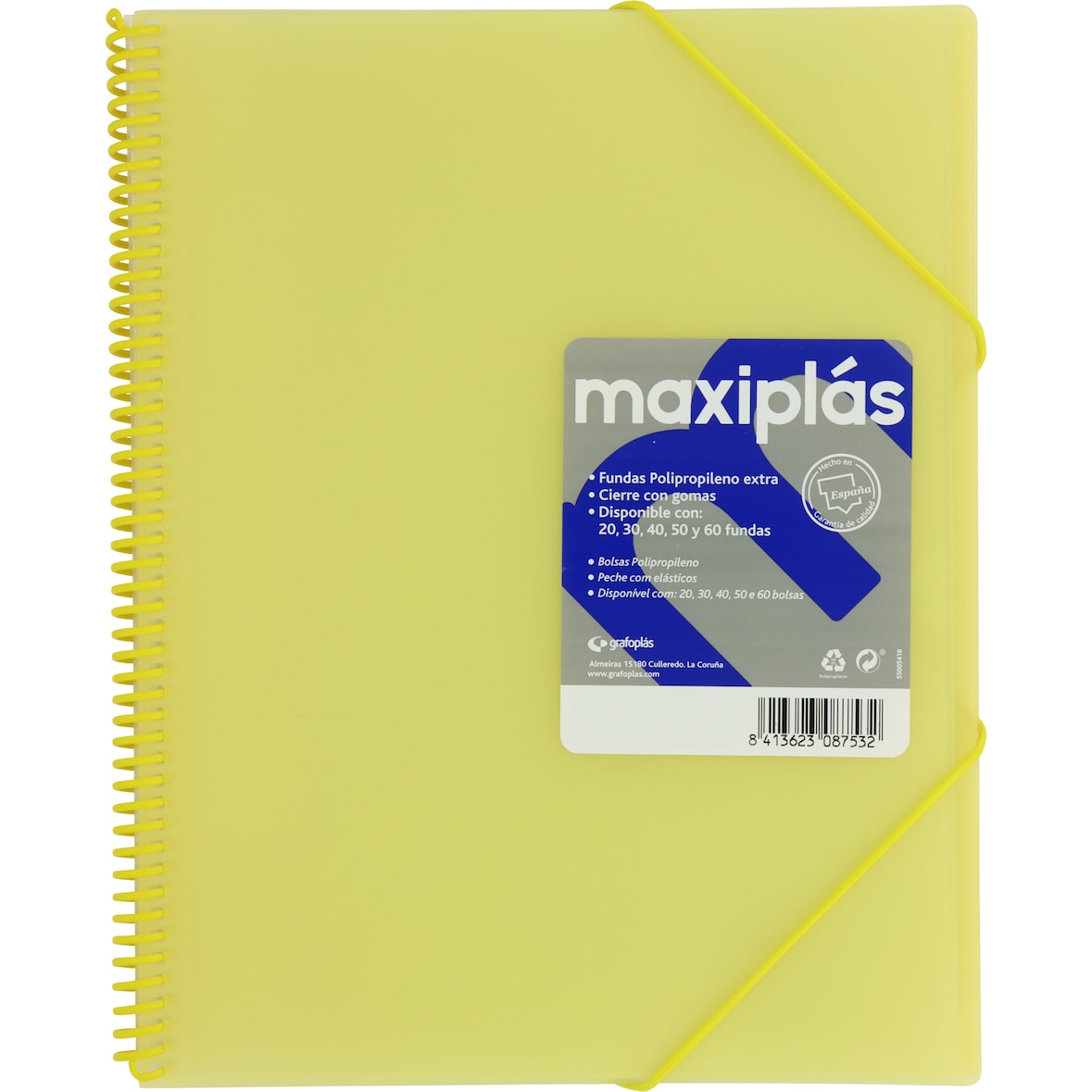 Pasta de capas Maxiplás 30 capas Translúcida Amarelho soft