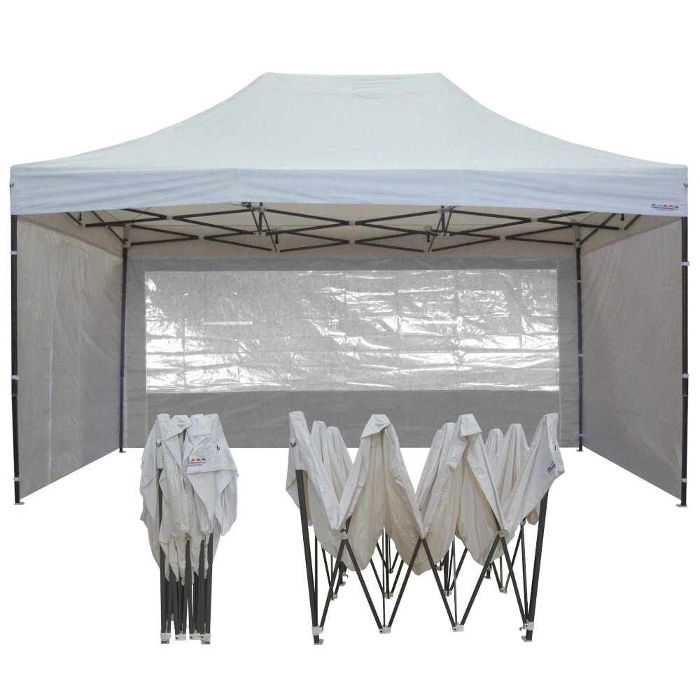 Tente pliante 3x4,5m pack fenêtres - 4 murs - acier 31mm/polyester 320g - blanc - FRANCE-BARNUMS