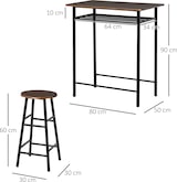thumbnail of Bartisch Set 3 teilig 80x50x90 cm mit 2 Barhockern und Ablagefach Industrie Design Schwarz Metall MDF platzsparend